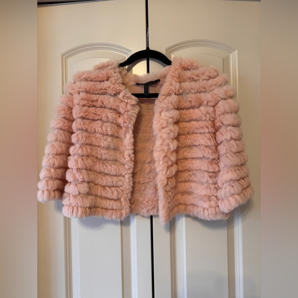 NWOT BCBGMaxAzria Real Rabbit Teddy Jacket - Picture 3 of 3